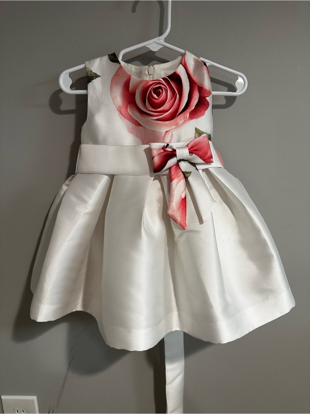 NWT Mimilù Ivory Girls' Floral Bow Satin Dress